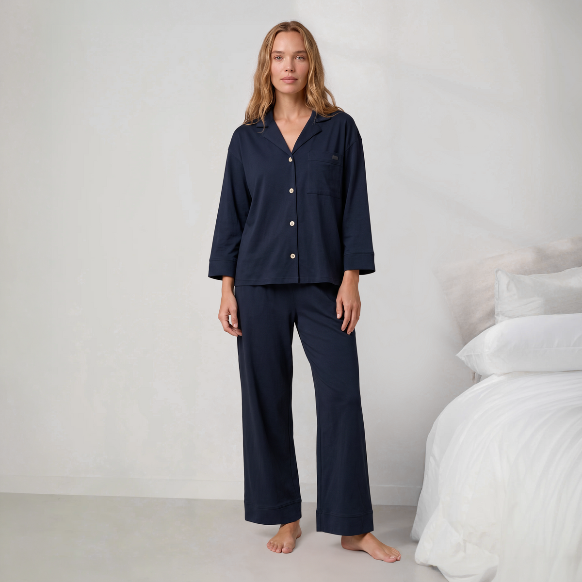 Organic Pima Button Down Ankle Pant Set