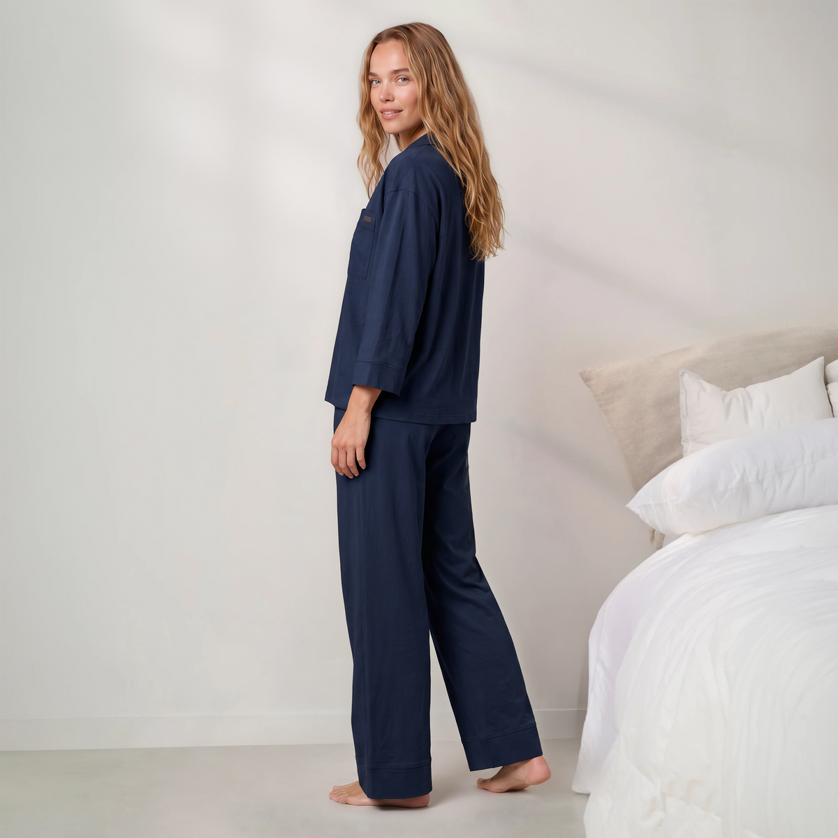 Organic Pima Button Down Ankle Pant Set