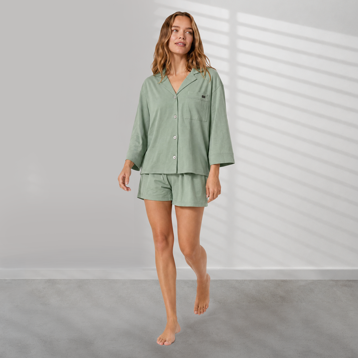 Organic Pima Button Down Short Set