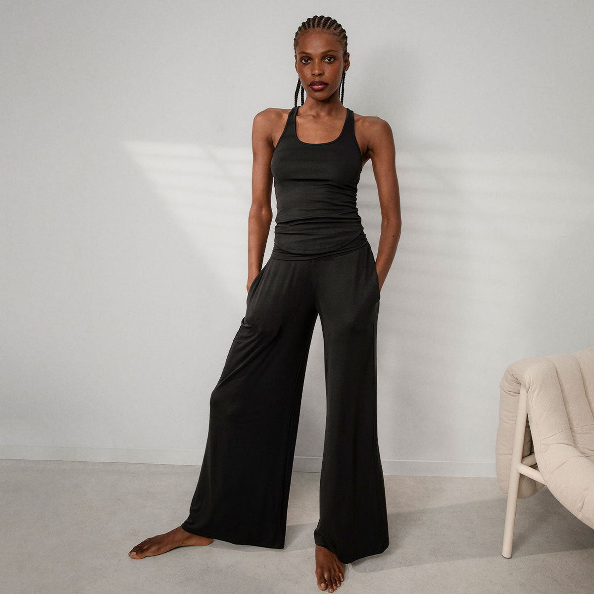 Soft Modal Rib Foldover Pant