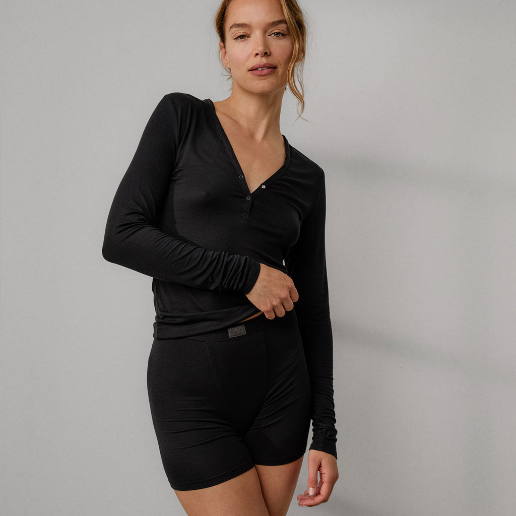 Soft Modal Rib V-Neck Henley