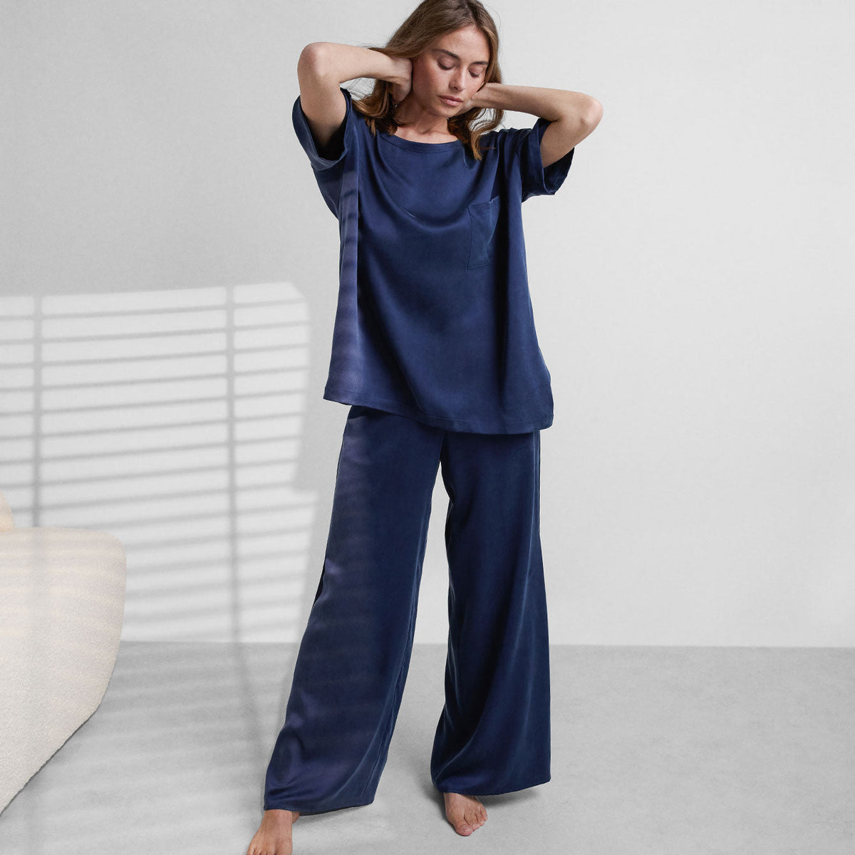 Washable Silk Tee Pant Set