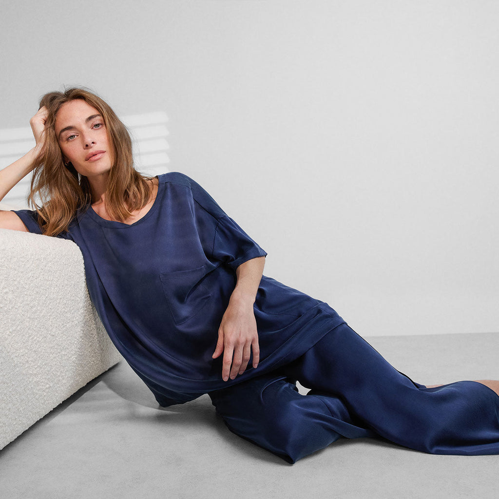 Washable Silk Tee Pant Set