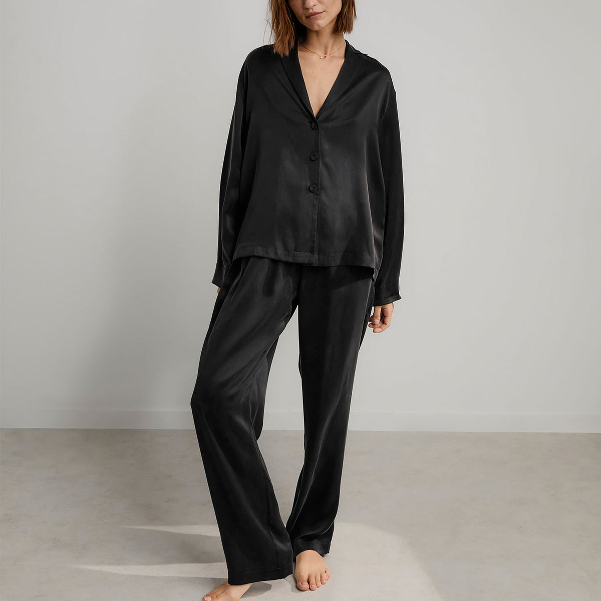 Washable Silk Long Sleeve Pant Set
